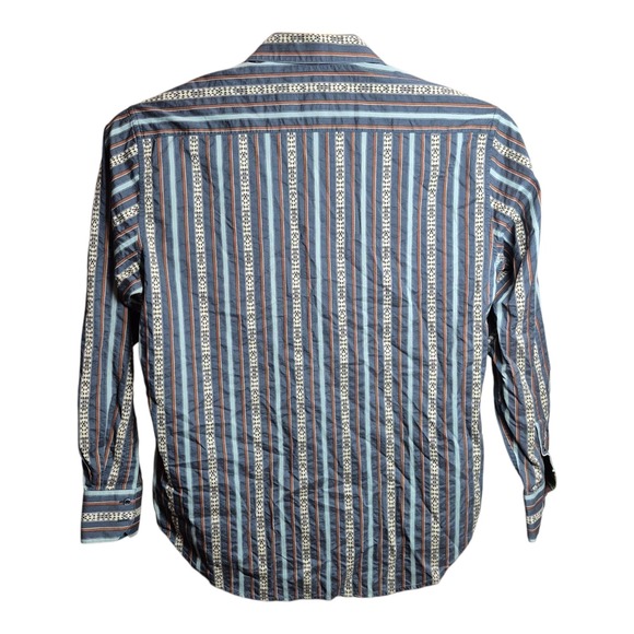 Robert Graham Long Sleeve Button Up Shirt Striped Silk Trim‎ Flip Cuff Men's XL - Picture 3 of 7